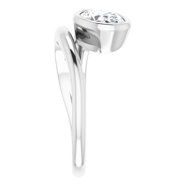 CAMILLA Bezel Solitaire Oval Engagement Ring - Platinum - View 4