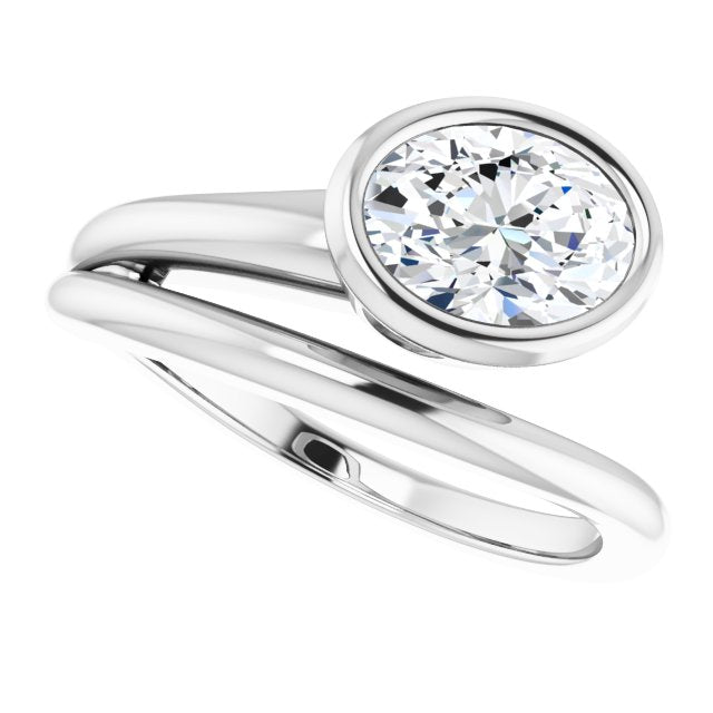 CAMILLA Bezel Solitaire Oval Engagement Ring - Platinum - View 5