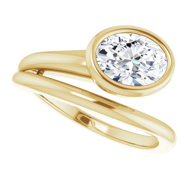 CAMILLA Bezel Solitaire Oval Engagement Ring - 18K Yellow Gold - View 5