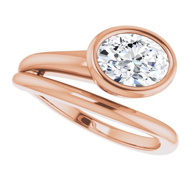 CAMILLA Bezel Solitaire Oval Engagement Ring - 18K Rose Gold - View 5
