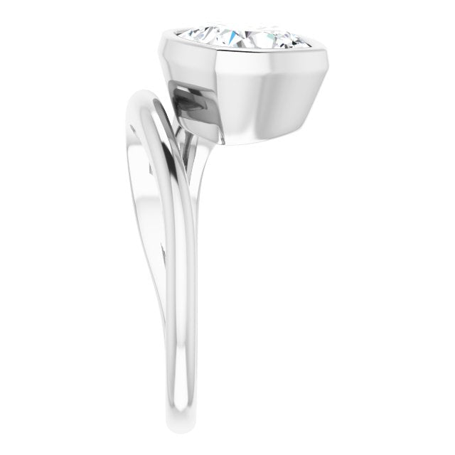 CAMILLA Bezel Solitaire Cushion Engagement Ring - Platinum - View 4