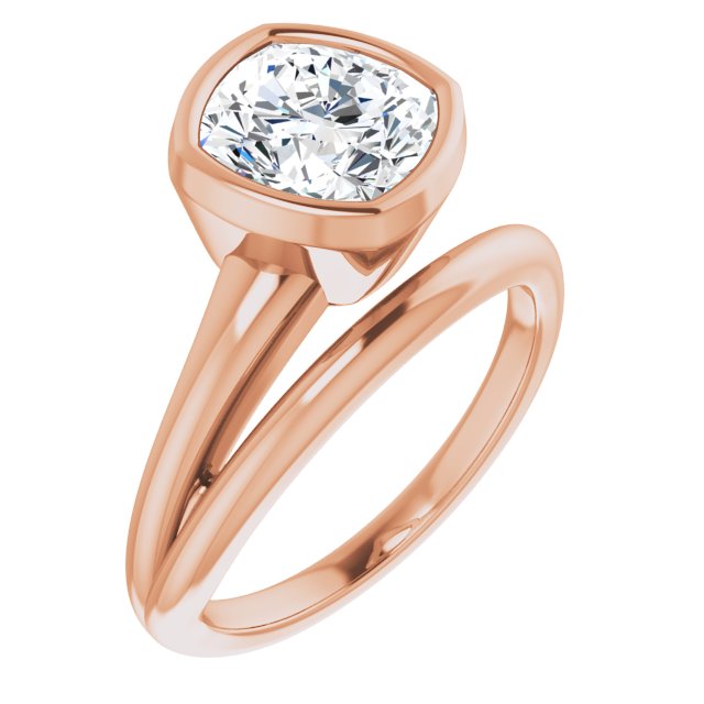 CAMILLA Bezel Solitaire Cushion Engagement Ring - 18K Rose Gold - View 1