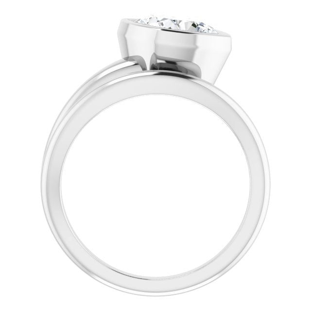 CAMILLA Bezel Solitaire Cushion Engagement Ring - Platinum - View 2