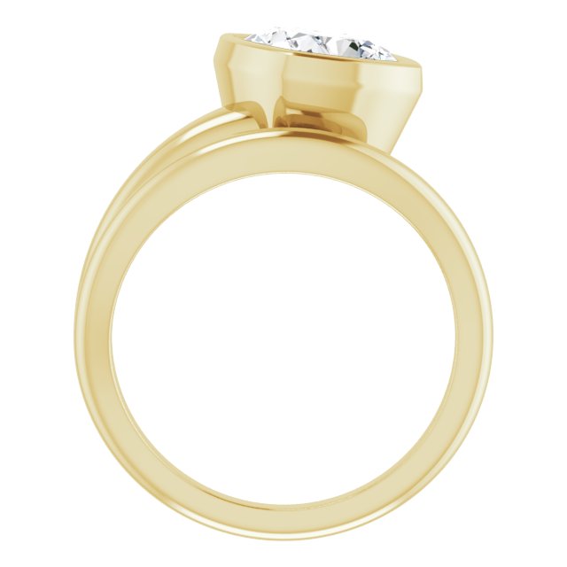 CAMILLA Bezel Solitaire Cushion Engagement Ring - 18K Yellow Gold - View 2