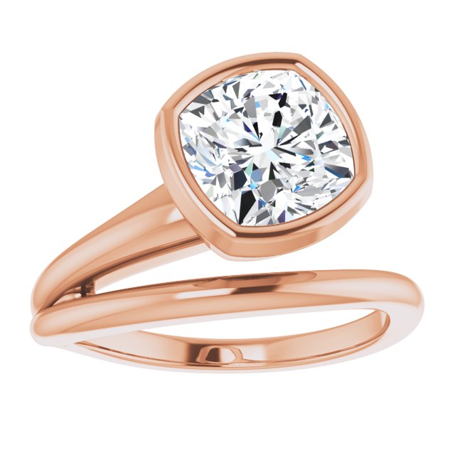 CAMILLA Bezel Solitaire Cushion Engagement Ring - 18K Rose Gold - View 3