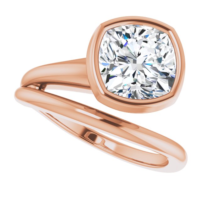 CAMILLA Bezel Solitaire Cushion Engagement Ring - 18K Rose Gold - View 5