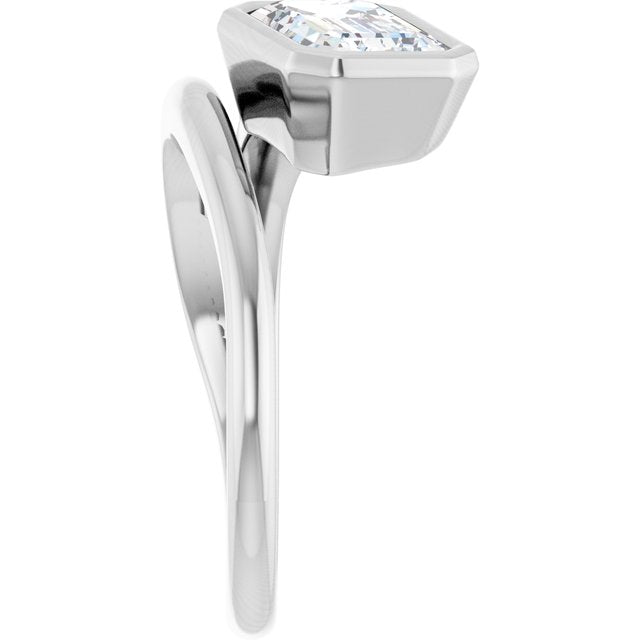 CAMILLA Bezel Solitaire Emerald Engagement Ring - Platinum - View 4