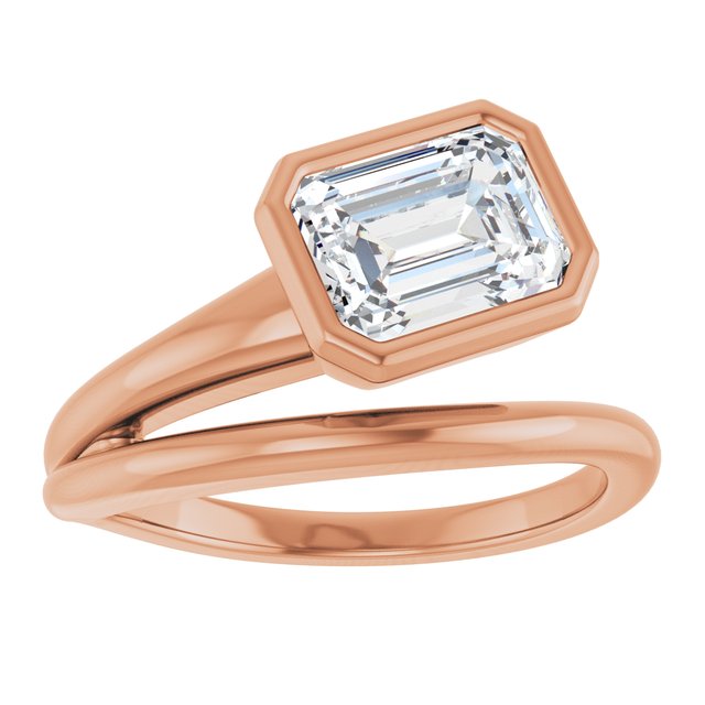 CAMILLA Bezel Solitaire Emerald Engagement Ring - 18K Rose Gold - View 3