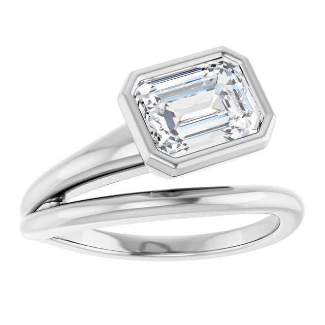 CAMILLA Bezel Solitaire Emerald Engagement Ring - Platinum - View 3