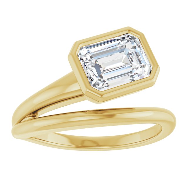 CAMILLA Bezel Solitaire Emerald Engagement Ring - 18K Yellow Gold - View 3