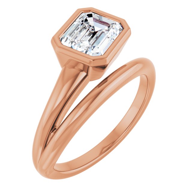 CAMILLA Bezel Solitaire Emerald Engagement Ring - 18K Rose Gold - View 1