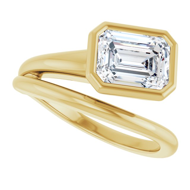 CAMILLA Bezel Solitaire Emerald Engagement Ring - 18K Yellow Gold - View 5