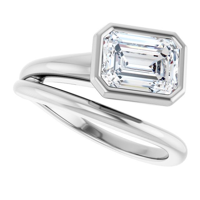 CAMILLA Bezel Solitaire Emerald Engagement Ring - Platinum - View 5