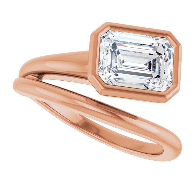 CAMILLA Bezel Solitaire Emerald Engagement Ring - 18K Rose Gold - View 5