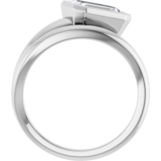 CAMILLA Bezel Solitaire Emerald Engagement Ring - Platinum - View 2