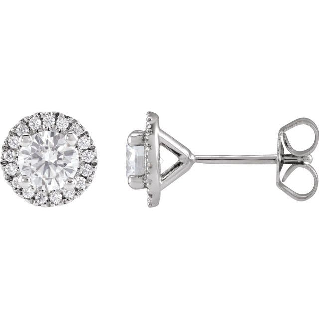 10K White Gold Lab-Grown Diamond 1.00 CTW ANGEL Lab-Grown Halo Diamond Stud Earrings Jewelry