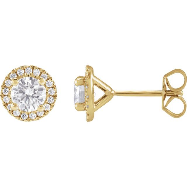 10K Yellow Gold Lab-Grown Diamond 1.00 CTW ANGEL Lab-Grown Halo Diamond Stud Earrings Jewelry