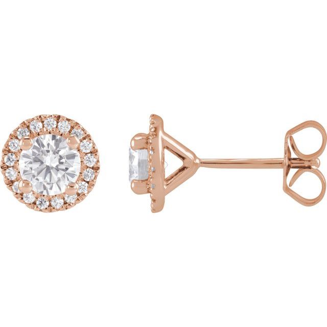 10K Rose Gold Lab-Grown Diamond 1.00 CTW ANGEL Lab-Grown Halo Diamond Stud Earrings Jewelry