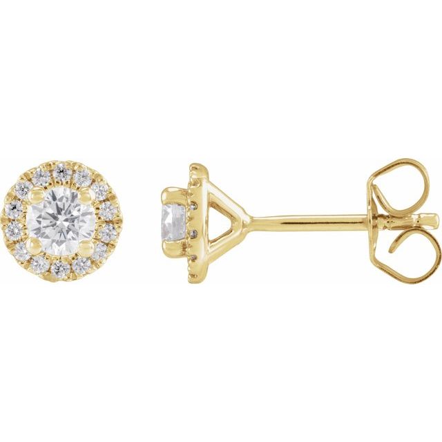 10K Yellow Gold Lab-Grown Diamond 0.50ct CTW ANGEL Lab-Grown Halo Diamond Stud Earrings Jewelry