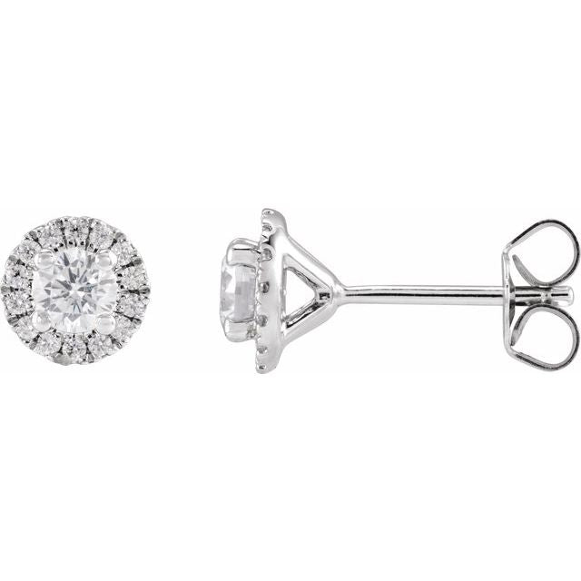 10K White Gold Lab-Grown Diamond ANGEL Lab-Grown Halo Diamond Stud Earrings Jewelry