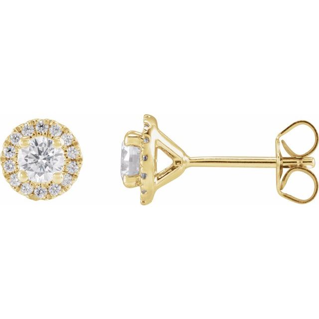 10K Yellow Gold Lab-Grown Diamond 0.75 CTW ANGEL Lab-Grown Halo Diamond Stud Earrings Jewelry