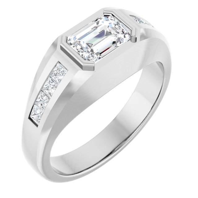 LEONIDIS Emerald Cut Diamond Men's Engagement Ring