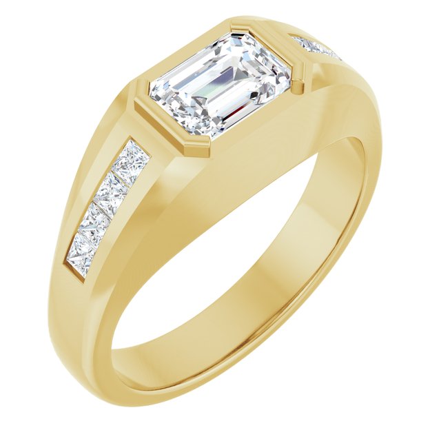 LEONIDIS Emerald Cut Diamond Men's Engagement Ring