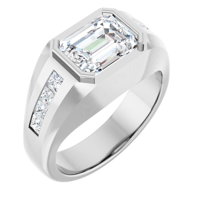 LEONIDIS Emerald Cut Diamond Men's Engagement Ring