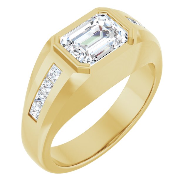 LEONIDIS Emerald Cut Diamond Men's Engagement Ring