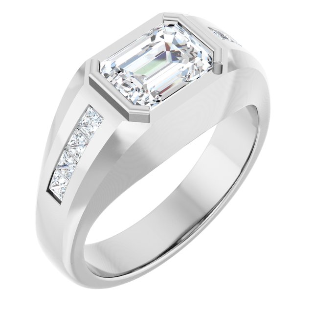 LEONIDIS Emerald Cut Diamond Men's Engagement Ring