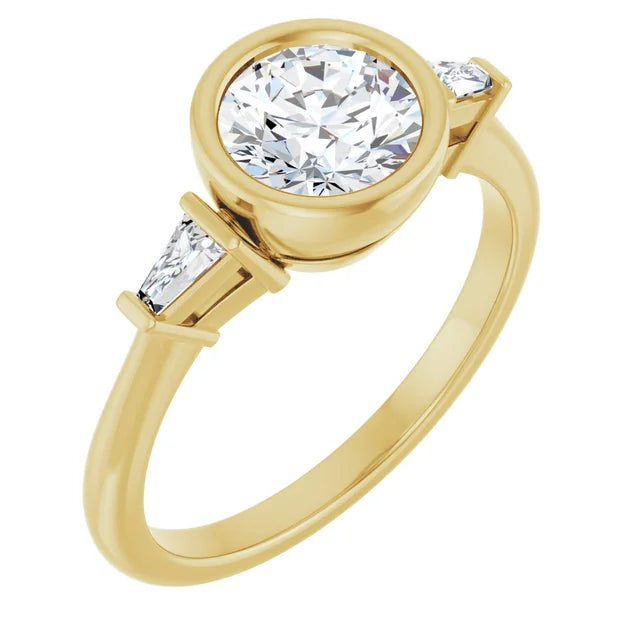 Lab Grown Gemstone and Diamond Round Cut Ring
