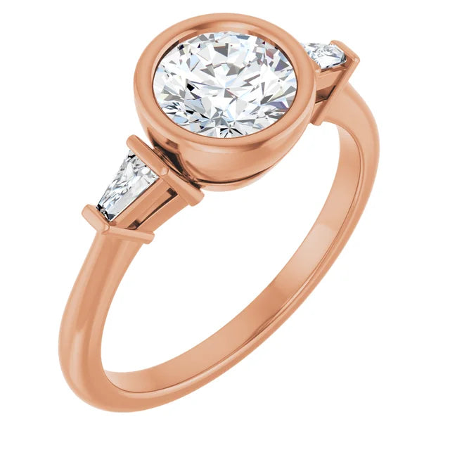 Lab Grown Gemstone and Diamond Round Cut Ring