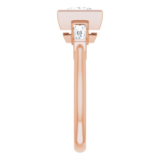 MELANIA Bezel Set Square Engagement Ring with Tapered Baguettes - 18K Rose Gold - View 4