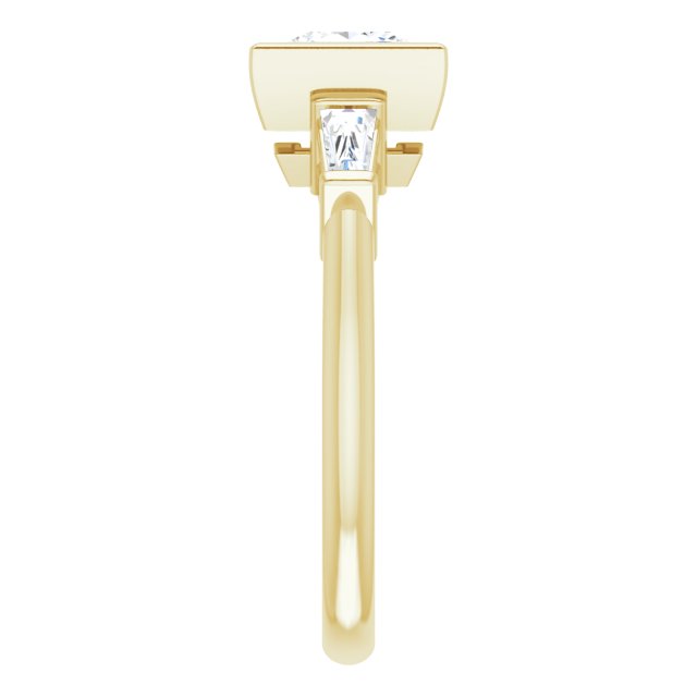 MELANIA Bezel Set Square Engagement Ring with Tapered Baguettes - 18K Yellow Gold - View 4