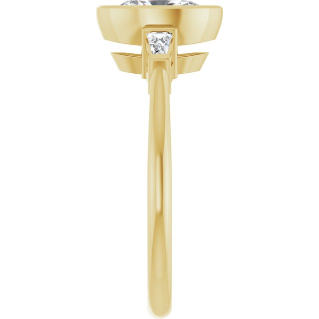 MELANIA Bezel Set Oval Engagement Ring with Tapered Baguettes - 18K Yellow Gold - View 4