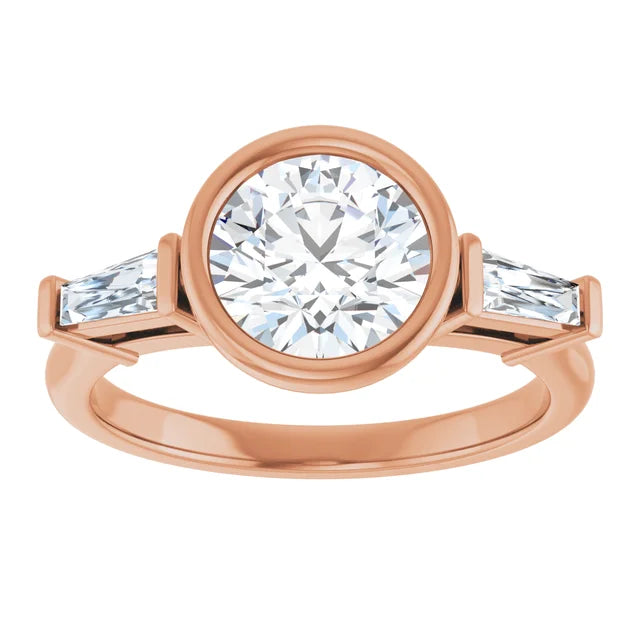 Lab Grown Gemstone and Diamond Round Cut Ring