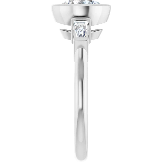 Lab Grown Gemstone and Diamond Round Cut Ring