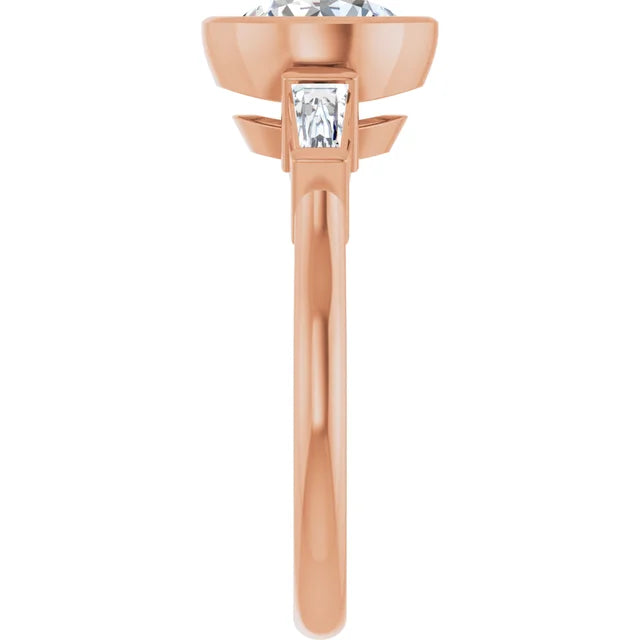 Lab Grown Gemstone and Diamond Round Cut Ring