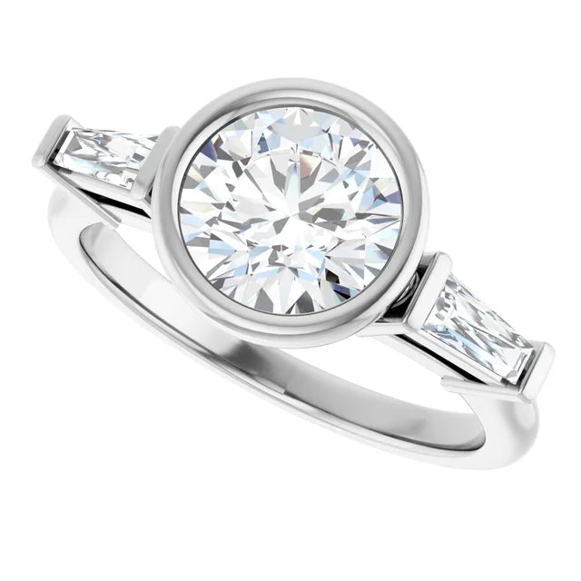 Lab Grown Gemstone and Diamond Round Cut Ring