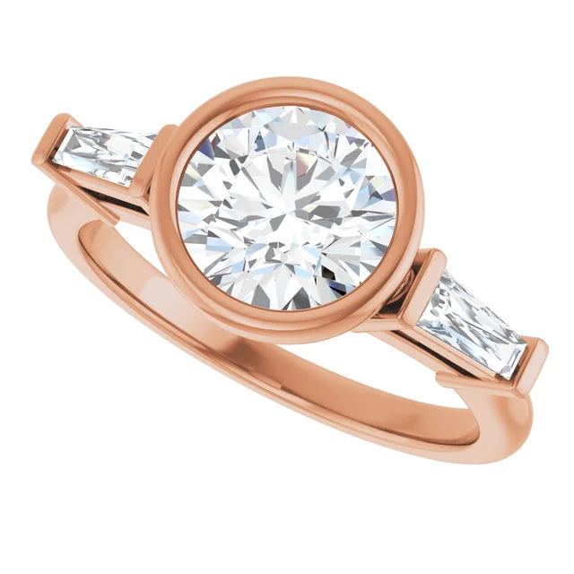 Lab Grown Gemstone and Diamond Round Cut Ring