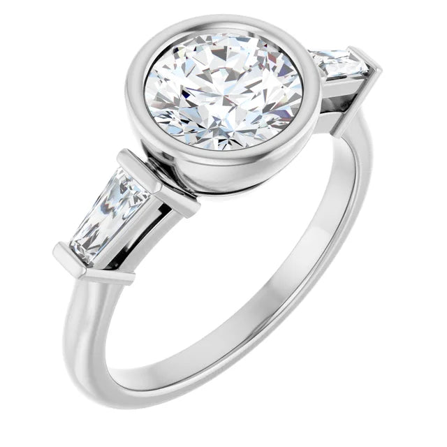 Lab Grown Gemstone and Diamond Round Cut Ring