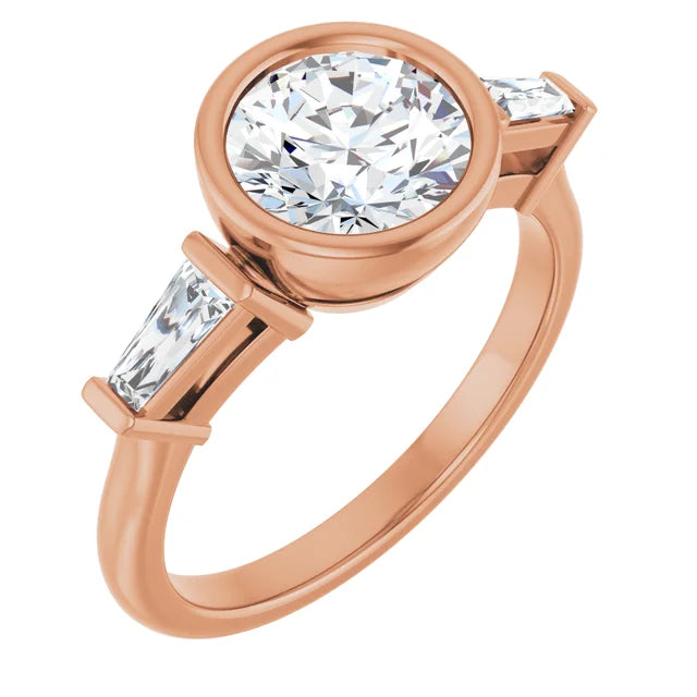 Lab Grown Gemstone and Diamond Round Cut Ring