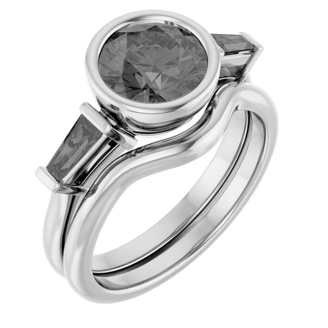 Lab Grown Gemstone and Diamond Round Cut Ring