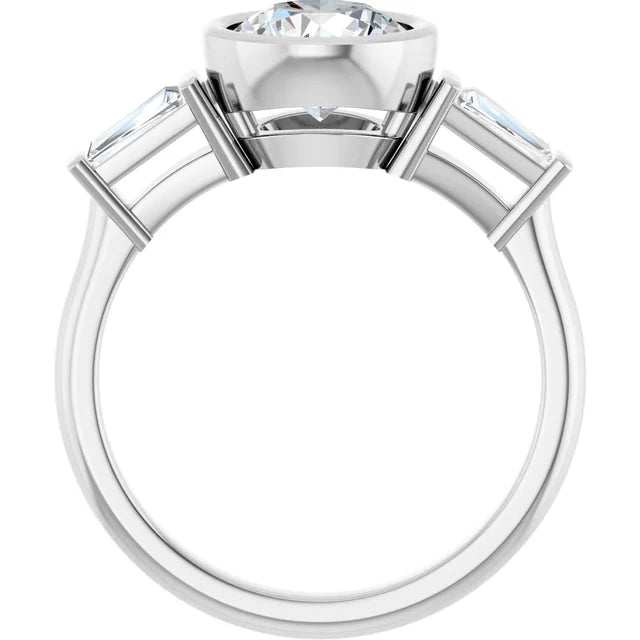 Lab Grown Gemstone and Diamond Round Cut Ring