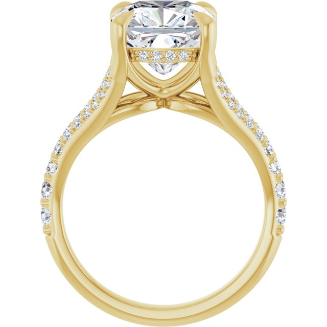 SOPHIA Solitaire Cushion Engagement Ring with Split Diamond Band - 18K Yellow Gold - View 2