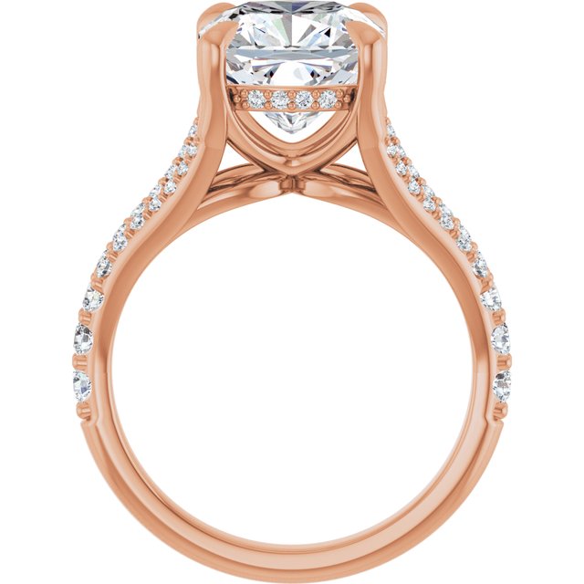 SOPHIA Solitaire Cushion Engagement Ring with Split Diamond Band - 18K Rose Gold - View 2
