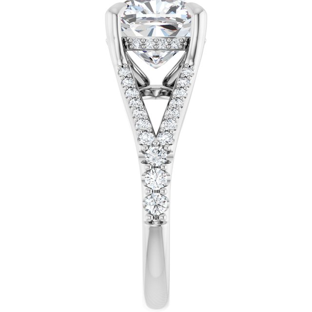 SOPHIA Solitaire Cushion Engagement Ring with Split Diamond Band - Platinum - View 4