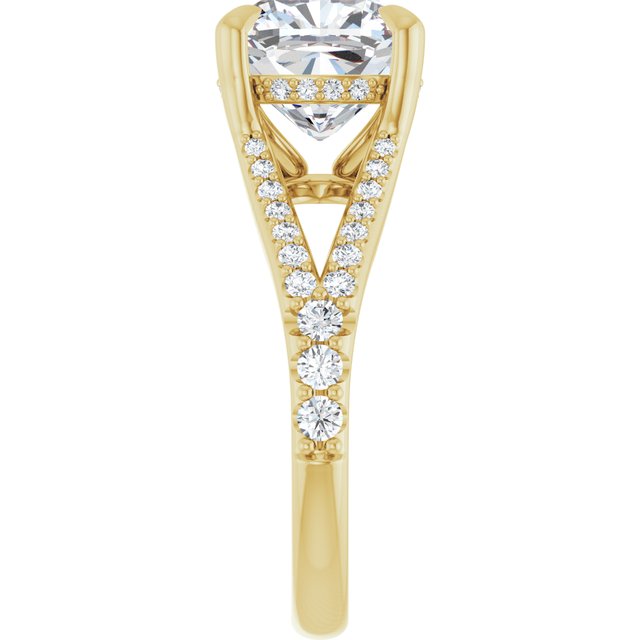 SOPHIA Solitaire Cushion Engagement Ring with Split Diamond Band - 18K Yellow Gold - View 4