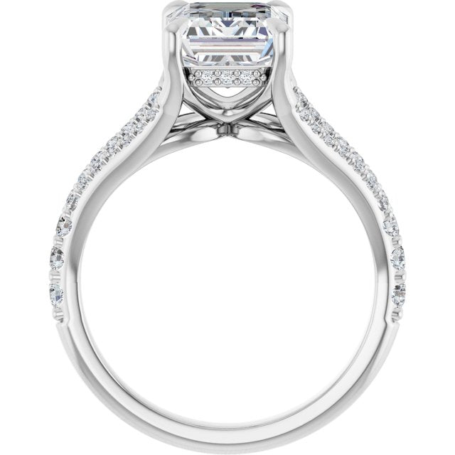 SOPHIA Solitaire Emerald Engagement Ring with Split Diamond Band - Platinum - View 2