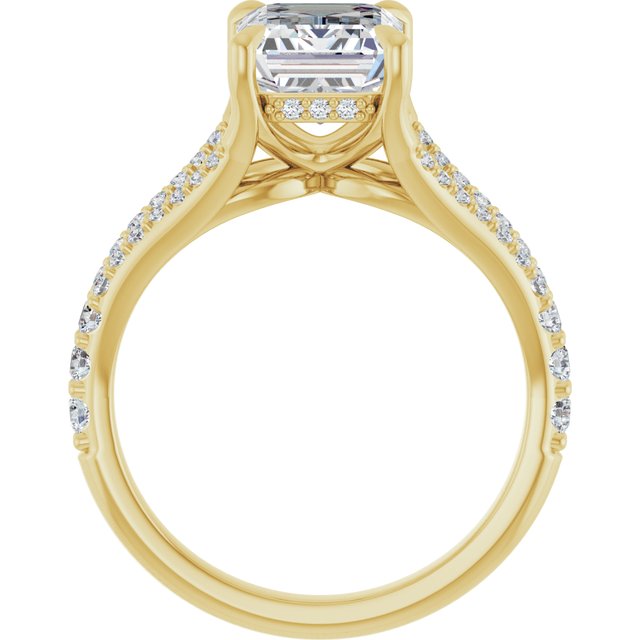 SOPHIA Solitaire Emerald Engagement Ring with Split Diamond Band - 18K Yellow Gold - View 2